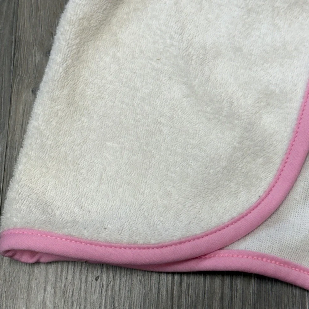 Vintage OshKosh B'gosh Kids White Pink Terry Cloth Hooded Beach Coverup 24M USA